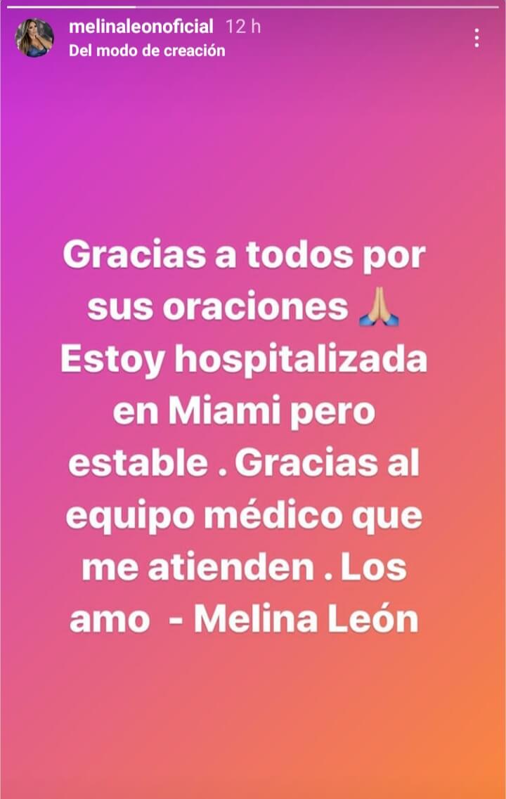 Melina León enfrenta el lado más oscuro del Covid-19 ¡Está hospitalizada!
