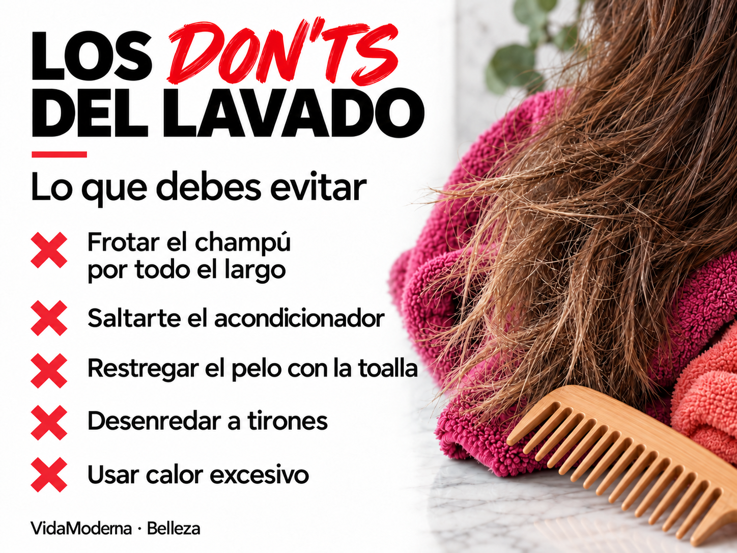 Cinco errores que evitar al lavar y secar el cabello.
