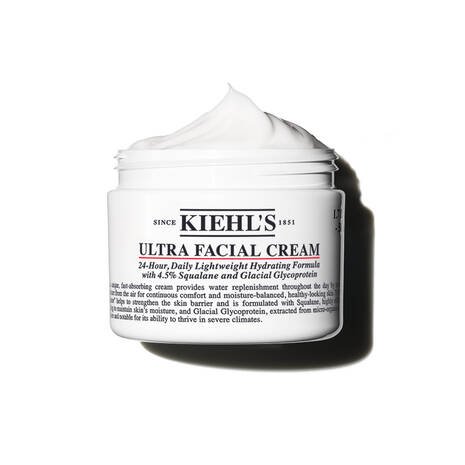 Tarro abierto de Ultra Facial Cream de Kiehl's mostrando su textura cremosa